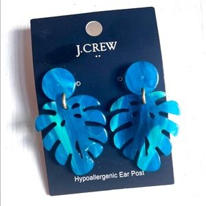J Crew factory turquoise and blue leaf earrings